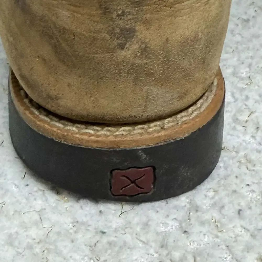 Twisted X Youth Bomber & White Barbed Wire Square Toe Western Boots Sz YOUTH 4
